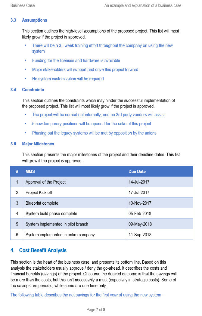 High Level Business Case Example High Level Business Case Template