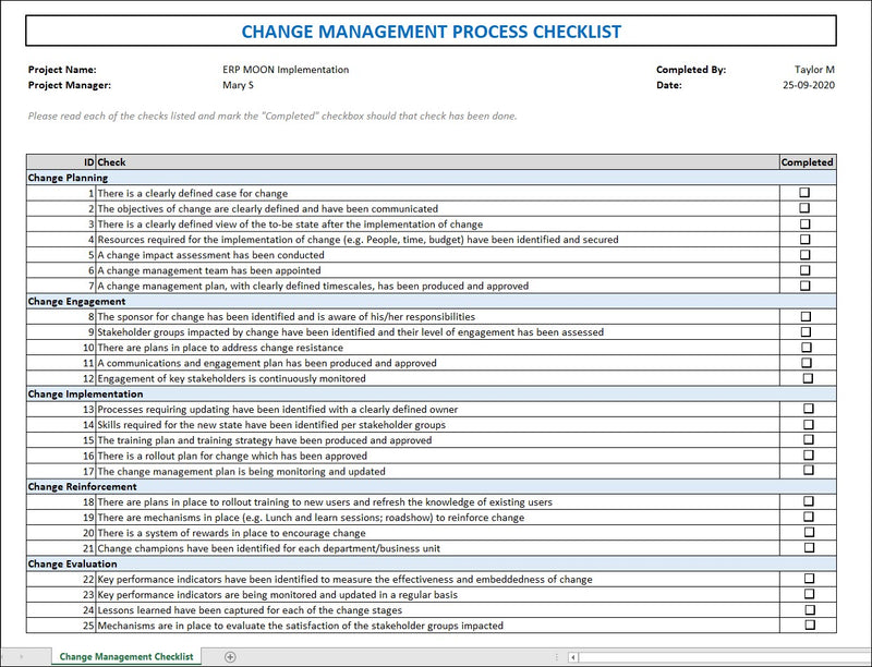 Change Management Process Checklist