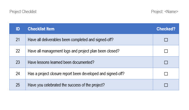 Project Checklist Word