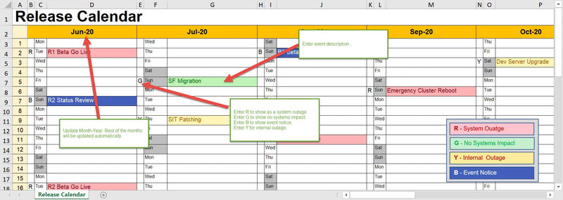 Release Calendar Template Excel Template